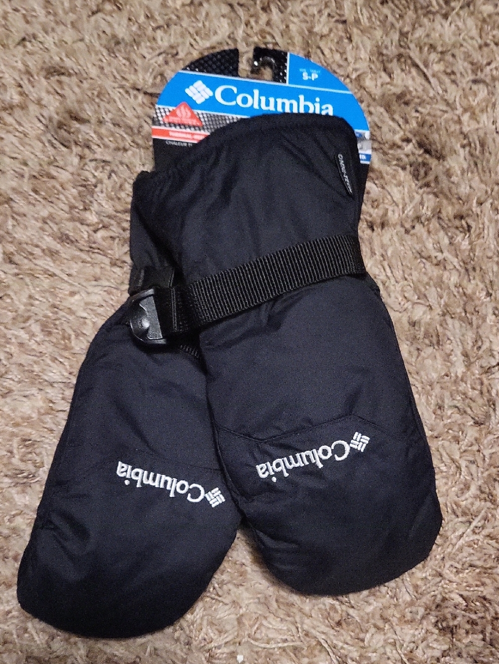 Columbia YOUTH S Black Winter Mittens with Adjustable Strap